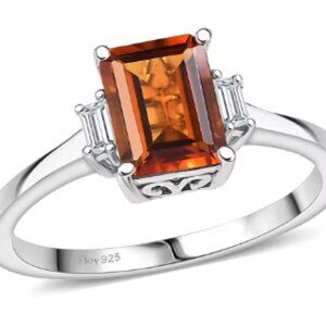 Red Citrine and Moissanite Regal Blaze Ring